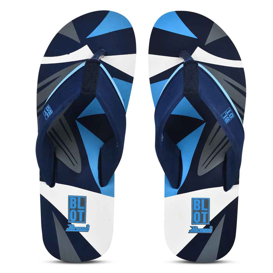 Paragon Blot Blue Ultra-Stylish Everyday Flip Flops For Men - 9