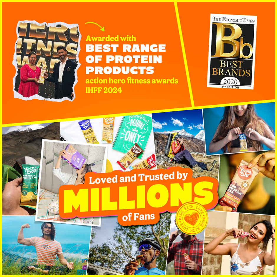 Yoga Bar Power Up 20g Protein Bar,No Added Sugar,High Protein Blend-Whey Protein Concentrate