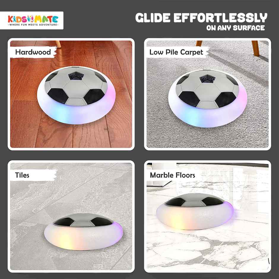 Kidsmate Hover Football with LED Lights & Foam Bumper - Indoor Soccer Toy - Grey