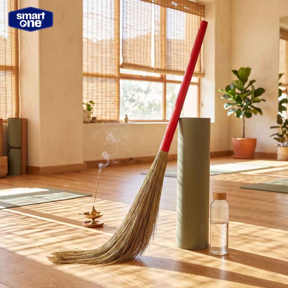 Smart One-Red- Grass Broom, Silchar Grass, 46 Inch length, 425 gm