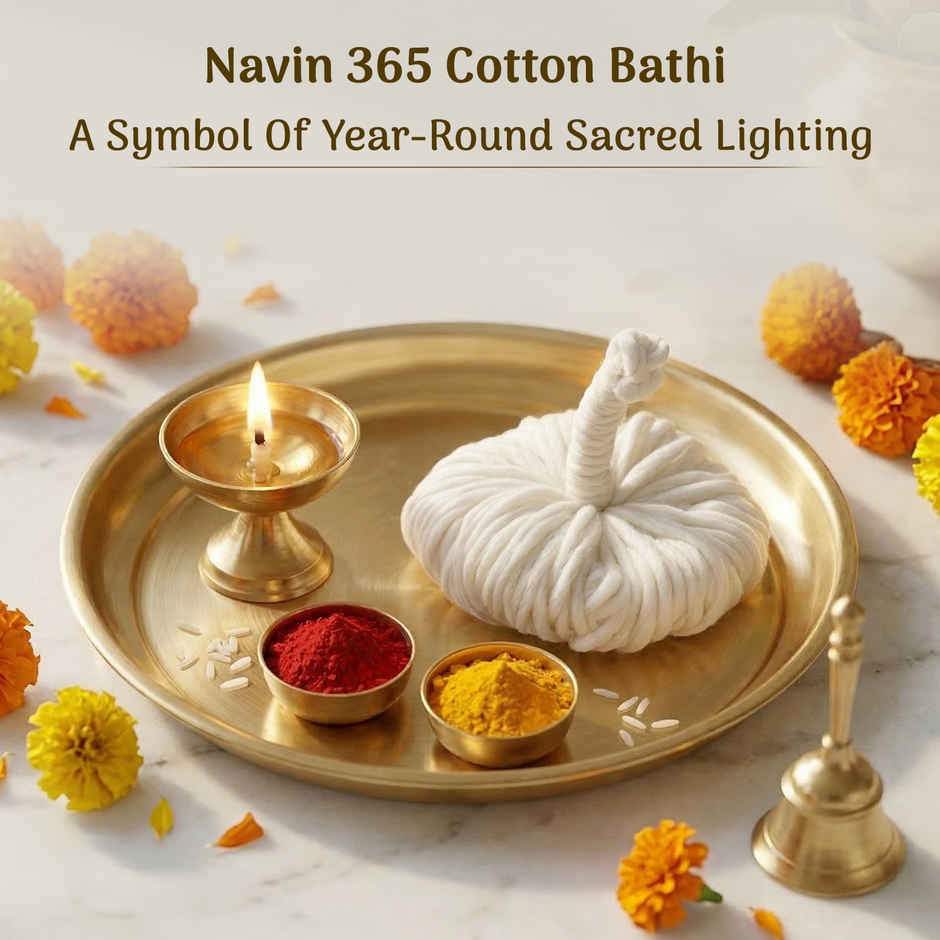 Navin 365 Cotton Wicks | White Diya Wicks for Oil Lamp | Deepam & Daily Pooja Use | House of Cycle