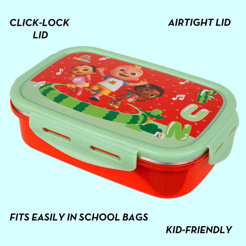Striders Cocomelon Single Compartment Lunch Box With Cutlerys Multicolor | 310 ml