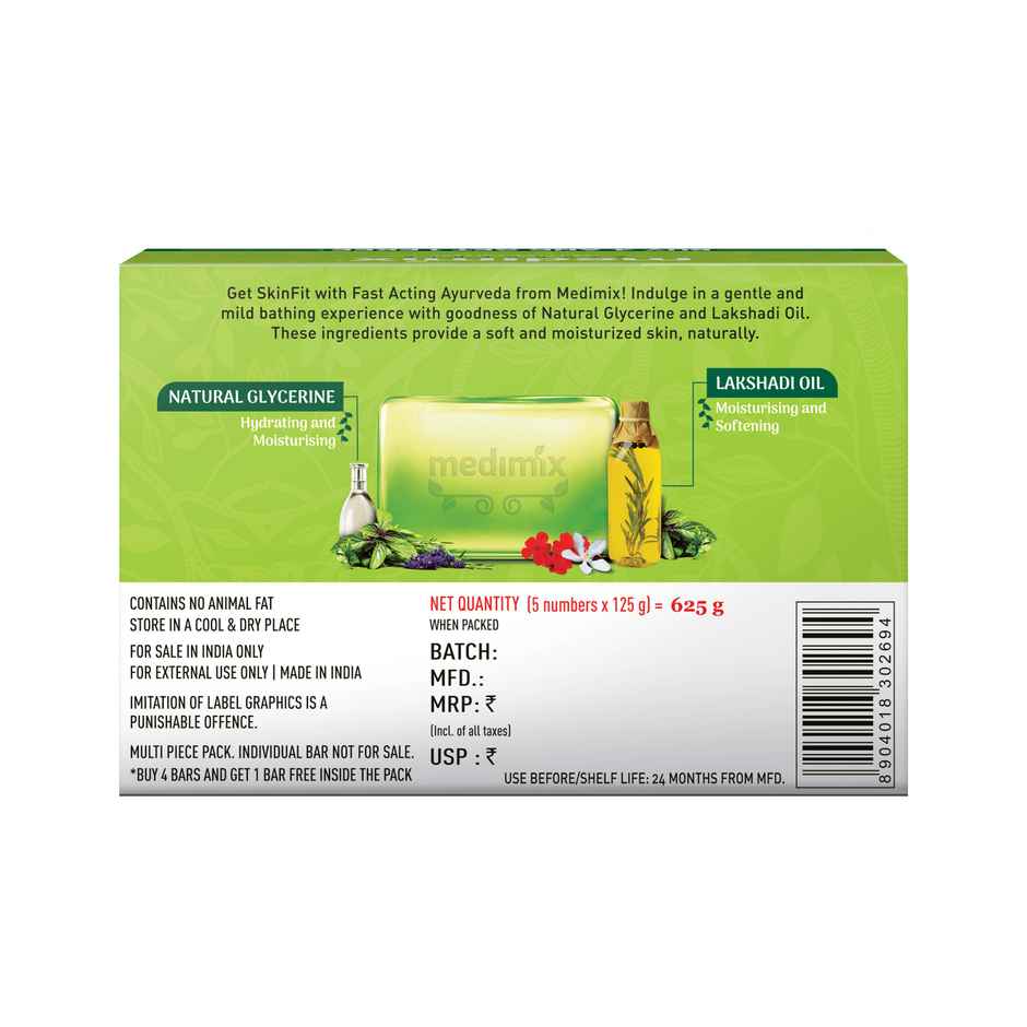 Medimix Ayurvedic Natural Glycerine with Lakshadi Oil Pack of 5