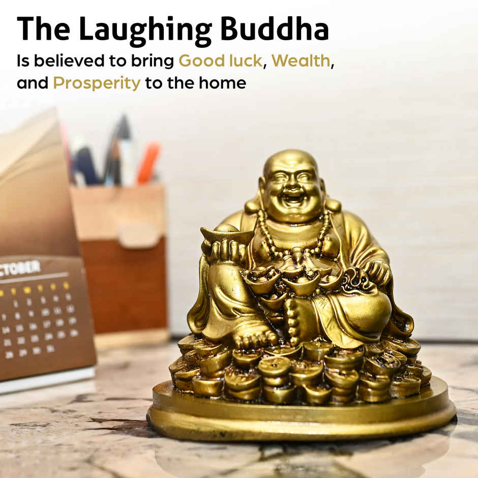 Laughing Buddha Idol Home & Office Feng Shui Decor for Good Fortune & Abundant Energy | HINDCRAFT