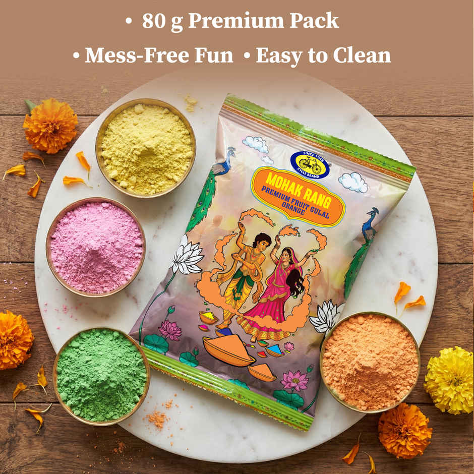Mohak Rang Fruit Holi Gulal | Premium Orange | Cycle