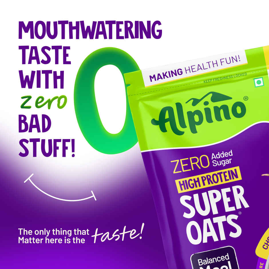 Alpino 25g High Protein Super Oats Chocolate with Almonds & Raisins | No Added Sugar & Salt