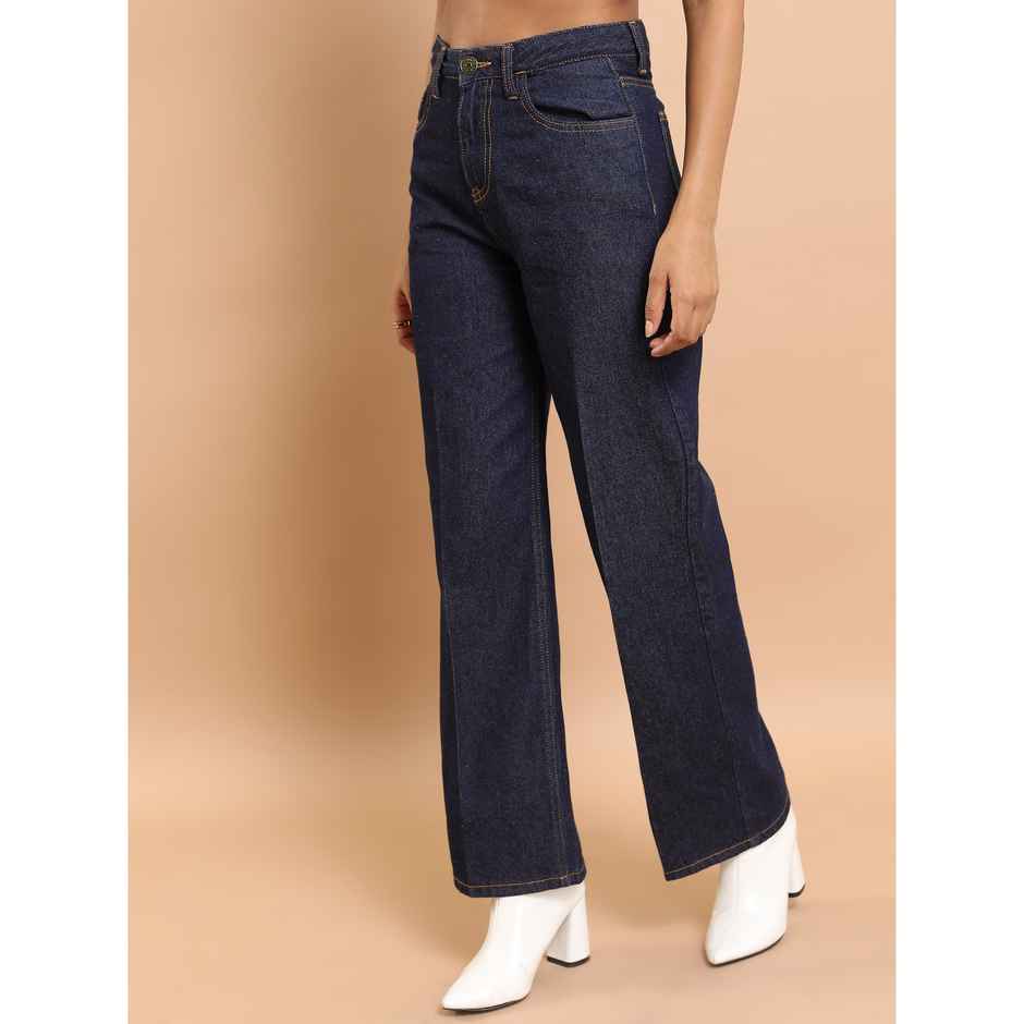 Tokyo Talkies Women's Flared Clean Look Cotton Jeans | Indigo - 28
