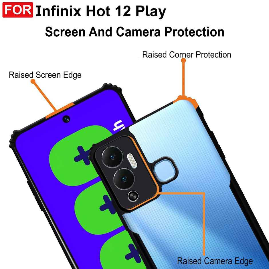 Zapcase Back Cover for Infinix Hot 12 Play | Matte-Black