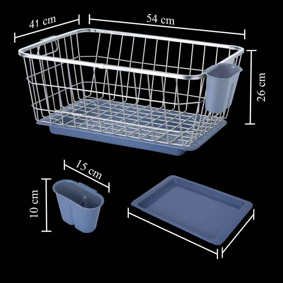 Limetro Steel Stainless Steel Dish Driner Basket With Tray And Spoon Holder