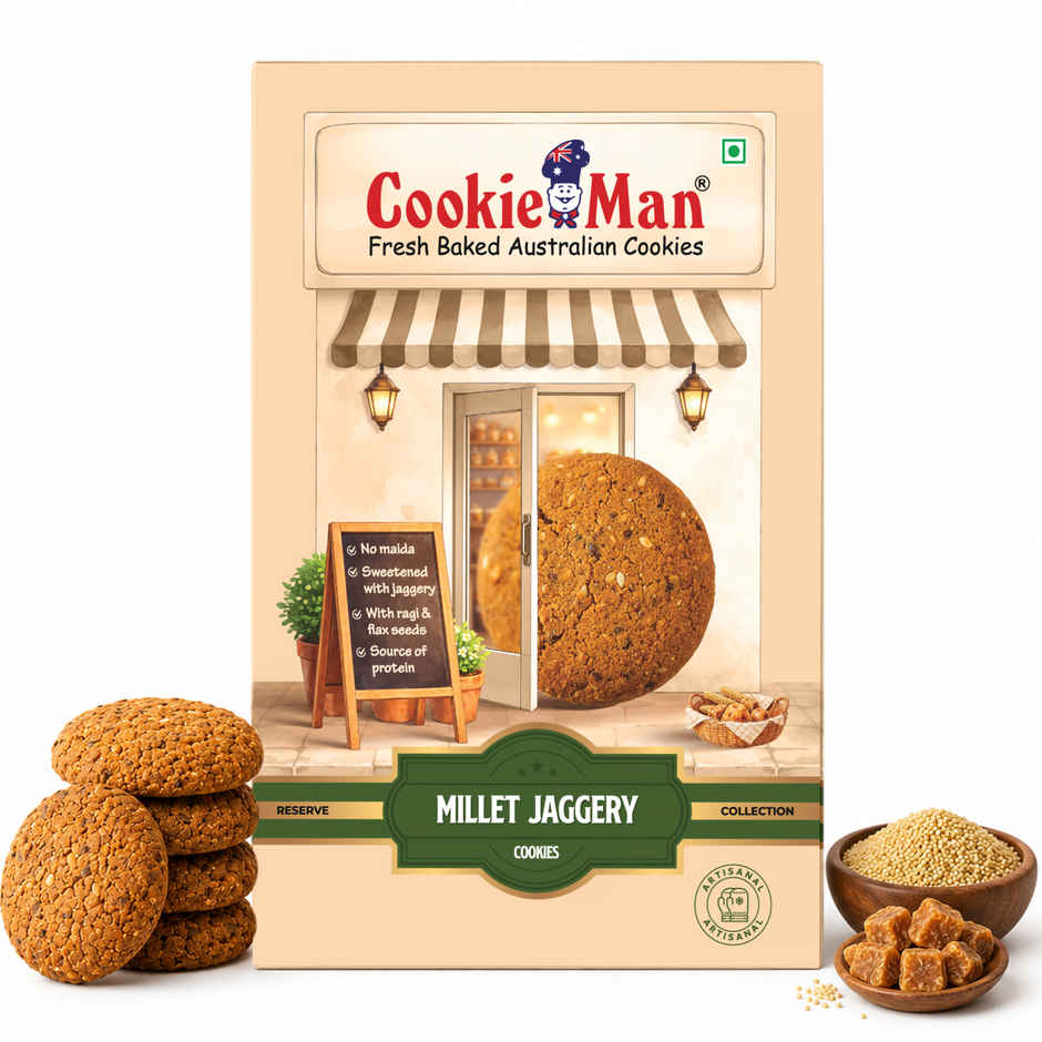 CookieMan Premium Millet Jaggery Ragi Atta Cookies Biscuits