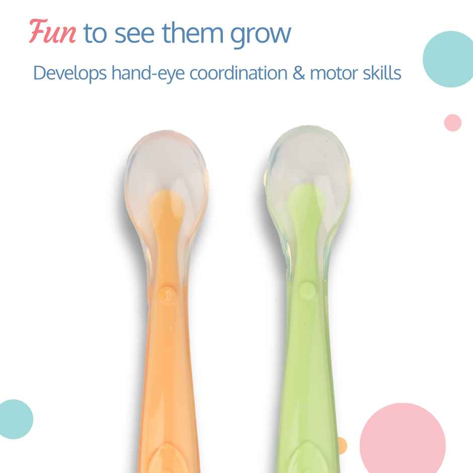 LuvLap Baby Feeding Spoon Set Of 2 | Bpa Free With Food Grade Silicone Tip | 4 Months+ | 16 Cm