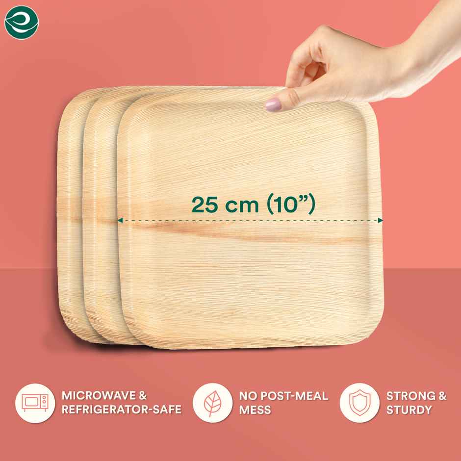 Palm Leaf Plate | Square | 10 inch | 10 Count | Eco Soul