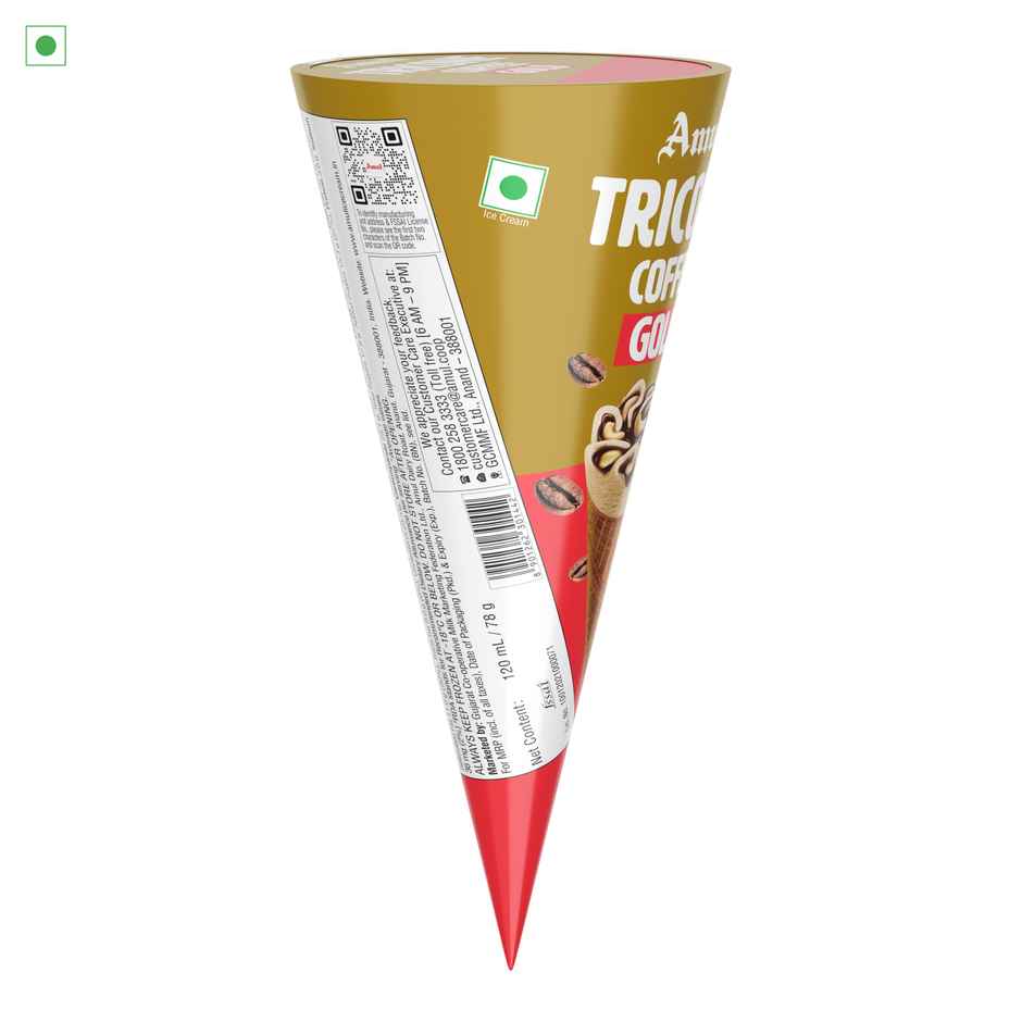 Amul Coffee Tricone Gold Ice Cream Cone | Creamy & Enjoyable