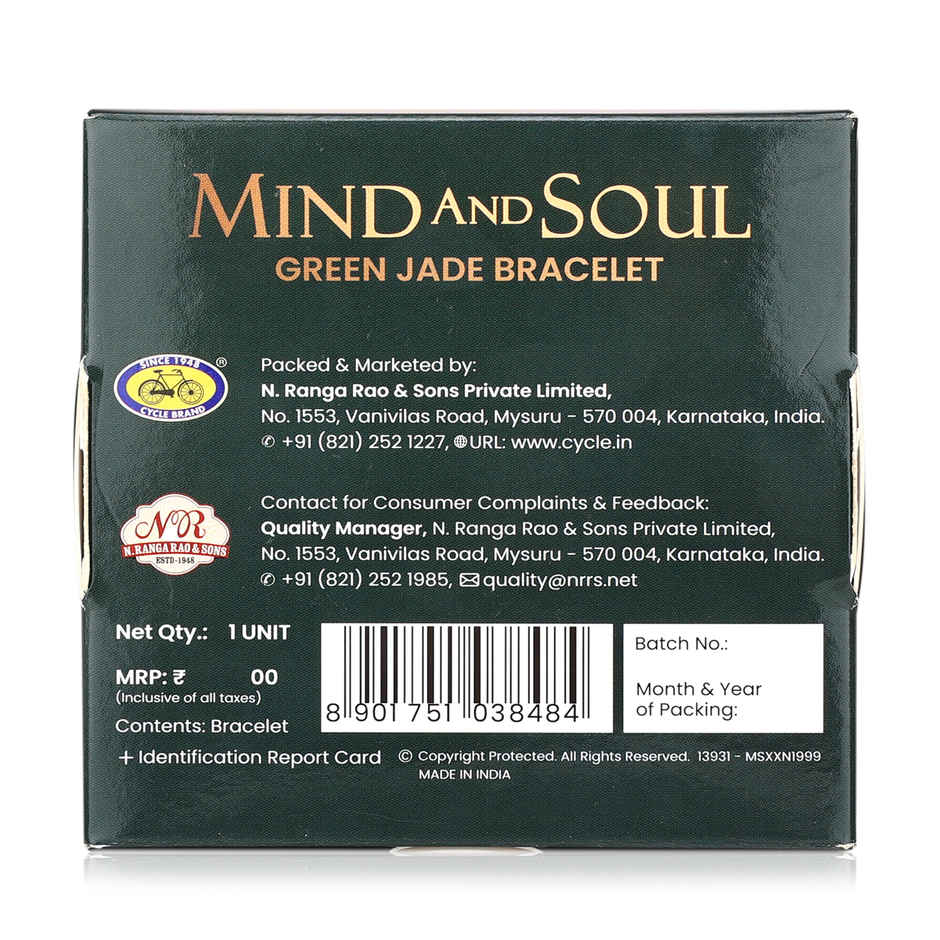Mind and Soul Green Jade Bracelet for Luck & Prosperity | Natural Gemstones | Pack of 1 | Cycle