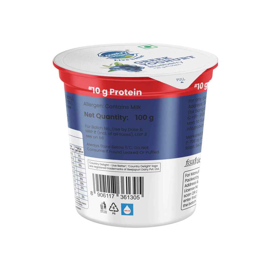 Country Delight 10g Protein Greek Yoghurt | Blueberry Combo 