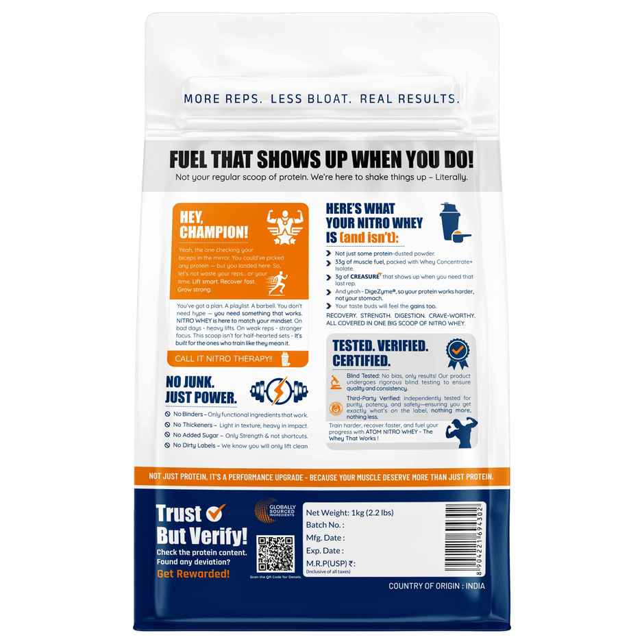 AS-IT-IS Nutrition ATOM Nitro Whey with Creasure 1kg | Double Rich Chocolate