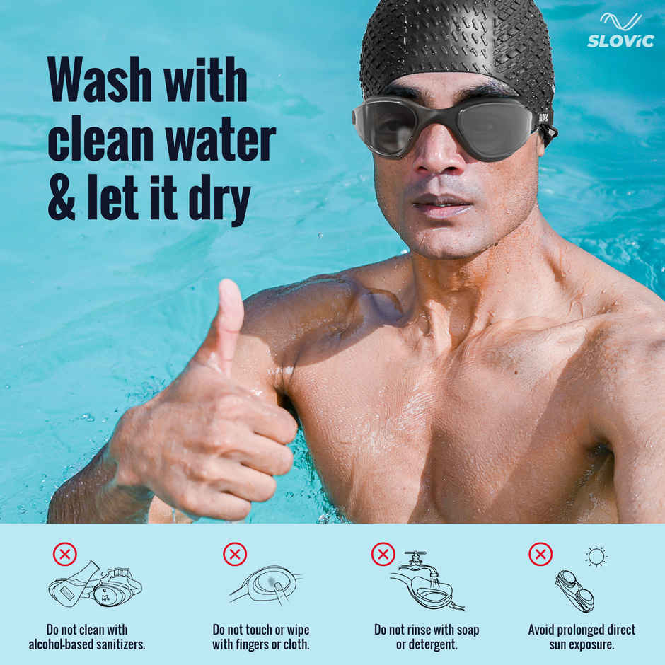 Slovic Swimming Goggles for Adults UV Protection & Anti-Fog Anti-Fog Lens - Leak-Proof Frame - Black