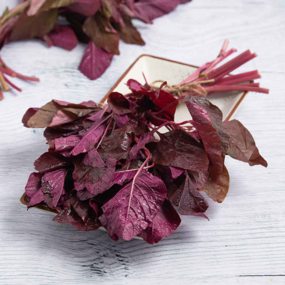 Amaranth Red Leaves (Choulai Saag) - Cleaned, without roots