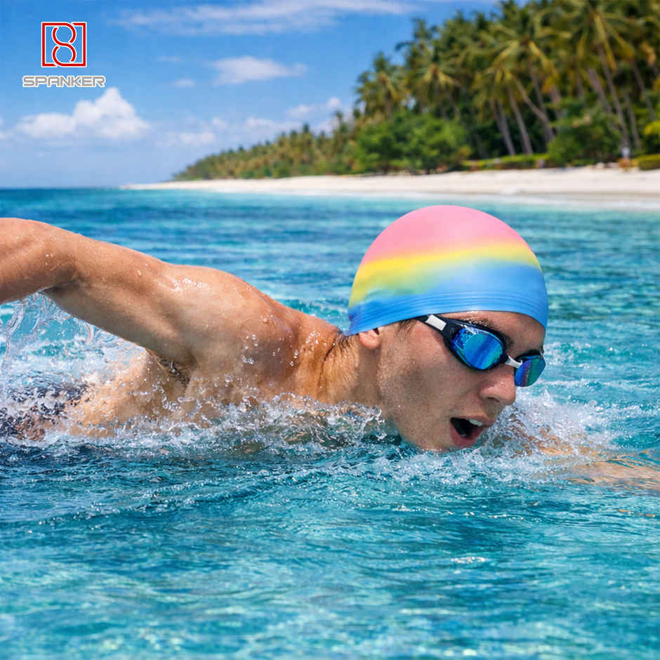 Spanker Sports Stretchable Silicone Swimming Cap, Comfortable Waterproof Swim Cap