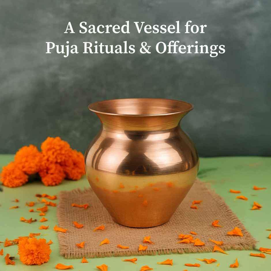 Brass Kalash for Puja Havan and Rituals | Polished Finish | 9.5 x 10 cm Width | Cycle