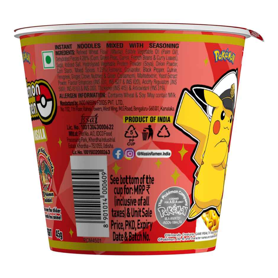 Nissin Cup Mazedaar Masala(70gms) & Indo Nissin Pokemon Ramen Fun Masala | Flavorful Instant Noodles(45gms) Combo