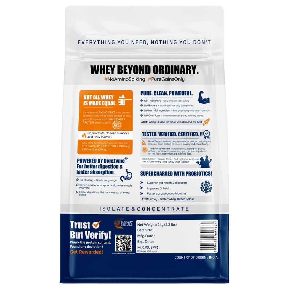 AS-IT-IS Nutrition ATOM Whey Protein with DigeZyme 1kg | Choco Hazel Fusion