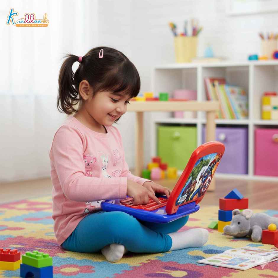 Kriiddaank Avengers Theme Educational Laptop with Screen, LED Display and Music Effects for kids