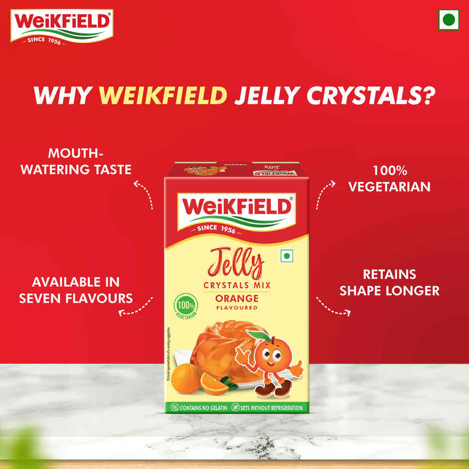 Weikfield Jelly Crystals Strawberry Flavour Carton(90gms), Weikfield Jelly Crystals Raspberry Flavour Carton(90gms) & Weikfield Jelly Crystals Mango Flavour Carton(90gms) Weikfield Jelly Crystals Delicious Orange Flavor Carton(90gms) Combo