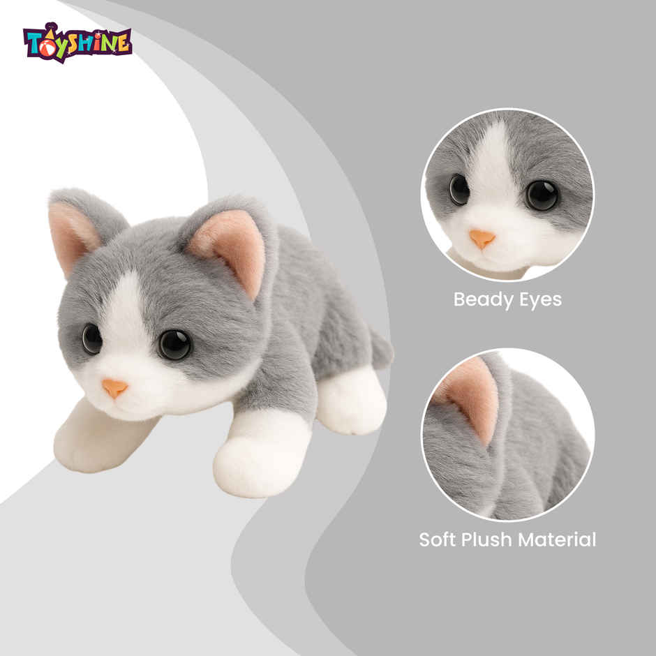 Spanker Cute Kitten Soft Toy Ultra Soft Plush Cat for Kids Grey | 25 cm