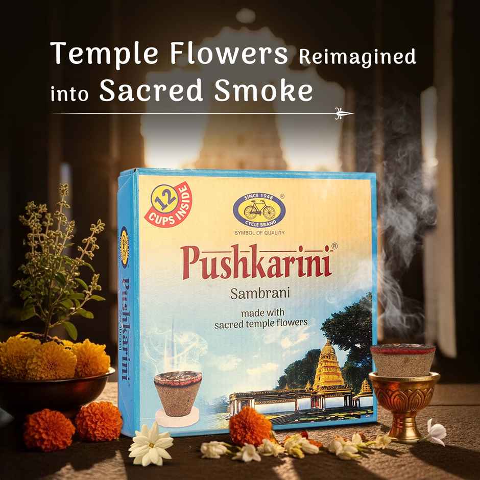 Pure Pushkarini Sambrani Cups | 12 Cups | Cycle