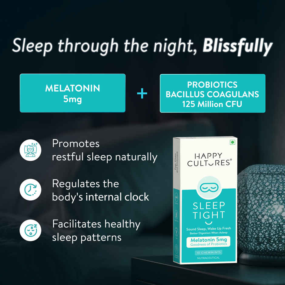 Happy Cultures Sleep Tight |Melatonin 5Mg| Non Habit Forming |Deep Sleep & Wake Up Refresh