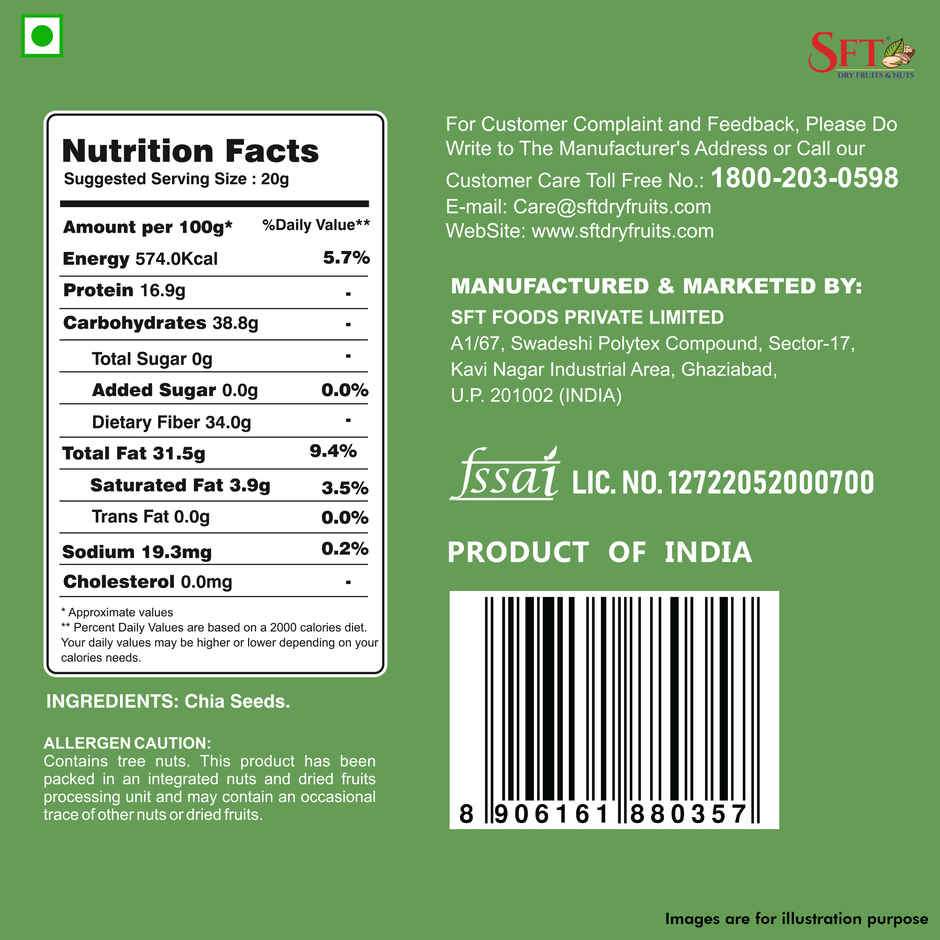 SFT Premium Natural Chia Seeds Rich in Protein & Fiber