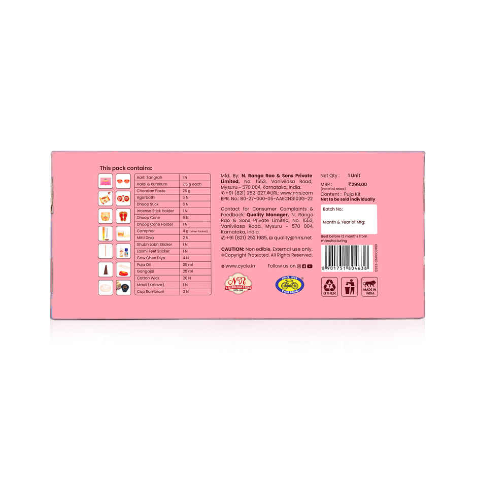 Cycle Pure Puja Kit | Om Shanthi All-In-One Puja Kit | Daily & Festive Use
