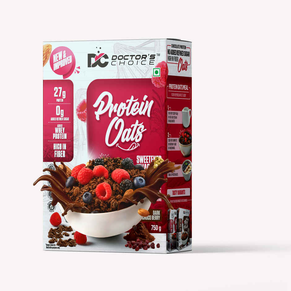 DOCTOR'S CHOICE Protein Oats, 27g Pure Protein, Jaggery Sweetened, No Additives & Refined Sugar Box