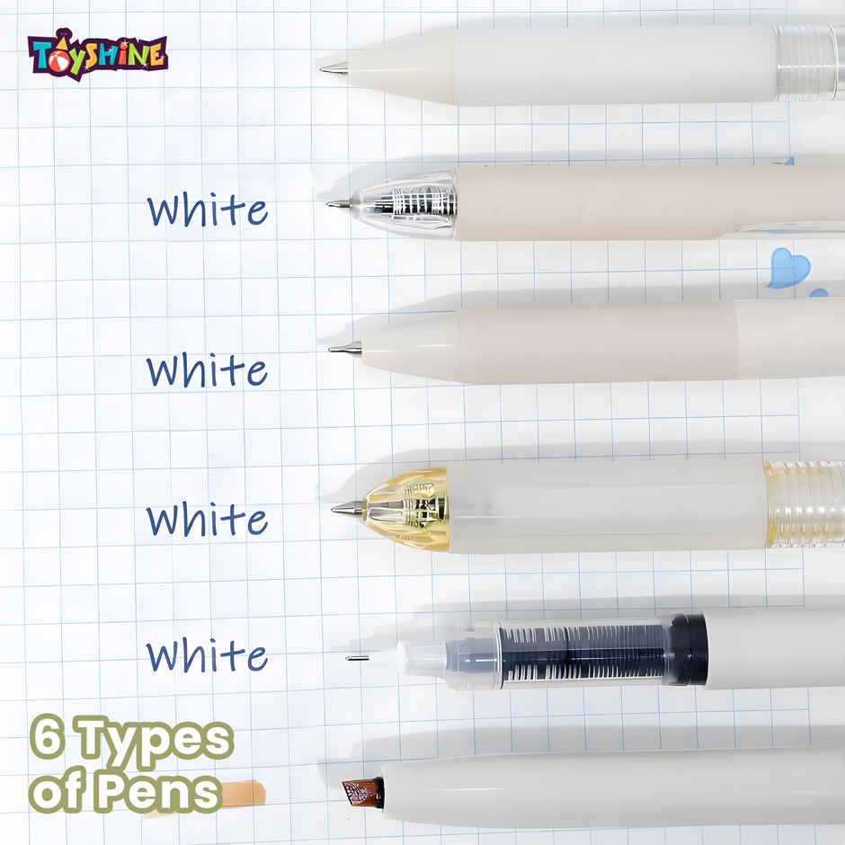 Toyshine Kawaii Click Pens | 0.5mm Fast Dry Neutral Pens | Beige