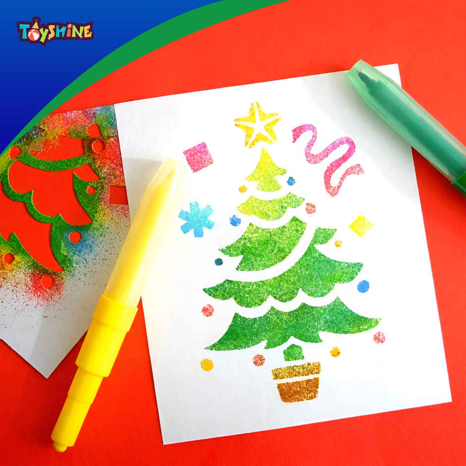 Toyshine Blow Pens Art & Craft Drawing Set with Stencil Washable Colours