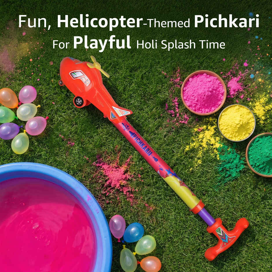 Mohak Rang Helicopter Toy Pichkari | Fun Holi Water Sprayer for Kids | Assorted Colour | Cycle