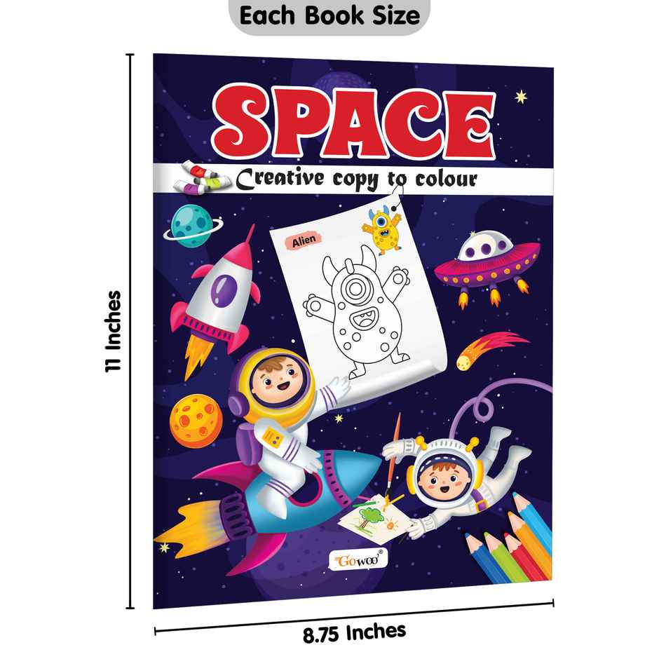 Space-Creative Copy To Colour | Children Colouring Book | Easy Colouring Book for Nursery Kids