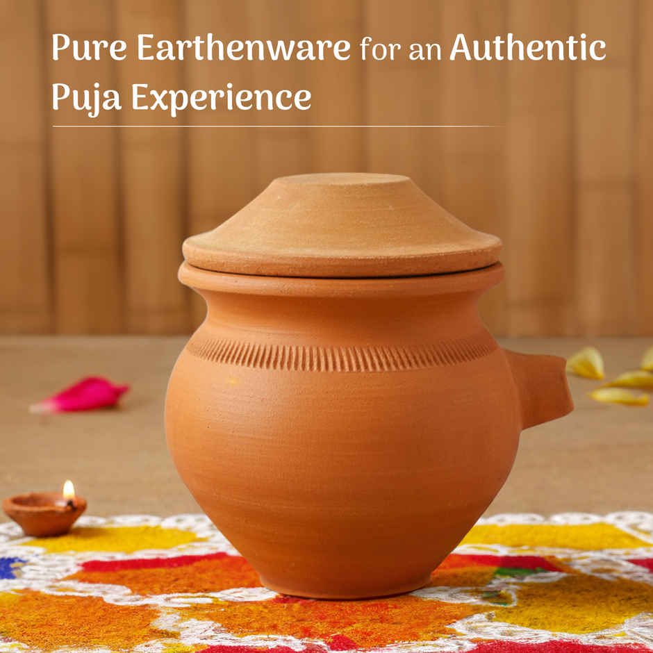 Karva Matka with Nozzle Terracotta | 10 x 10 cm | Traditional Pooja Pot | Cycle