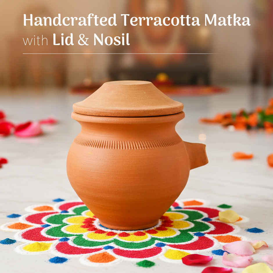 Karva Matka with Nozzle Terracotta | 10 x 10 cm | Traditional Pooja Pot | Cycle