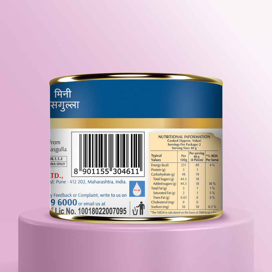 Gits MiNi Rasgulla Open & Eat Tin | Soft & Juicy