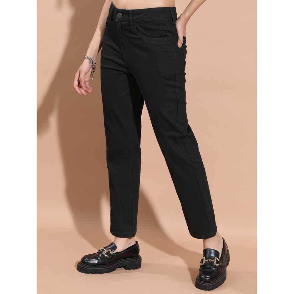 Tokyo Talkies Women's Boyfriend Fit Stretchable Jeans | Black - 34