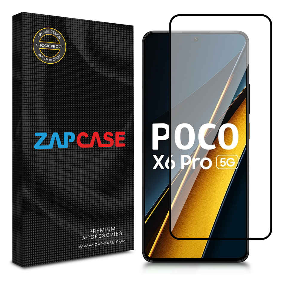 Zapcase Edge To Edge Tempered Glass for Poco X6 Pro 5G | Clear
