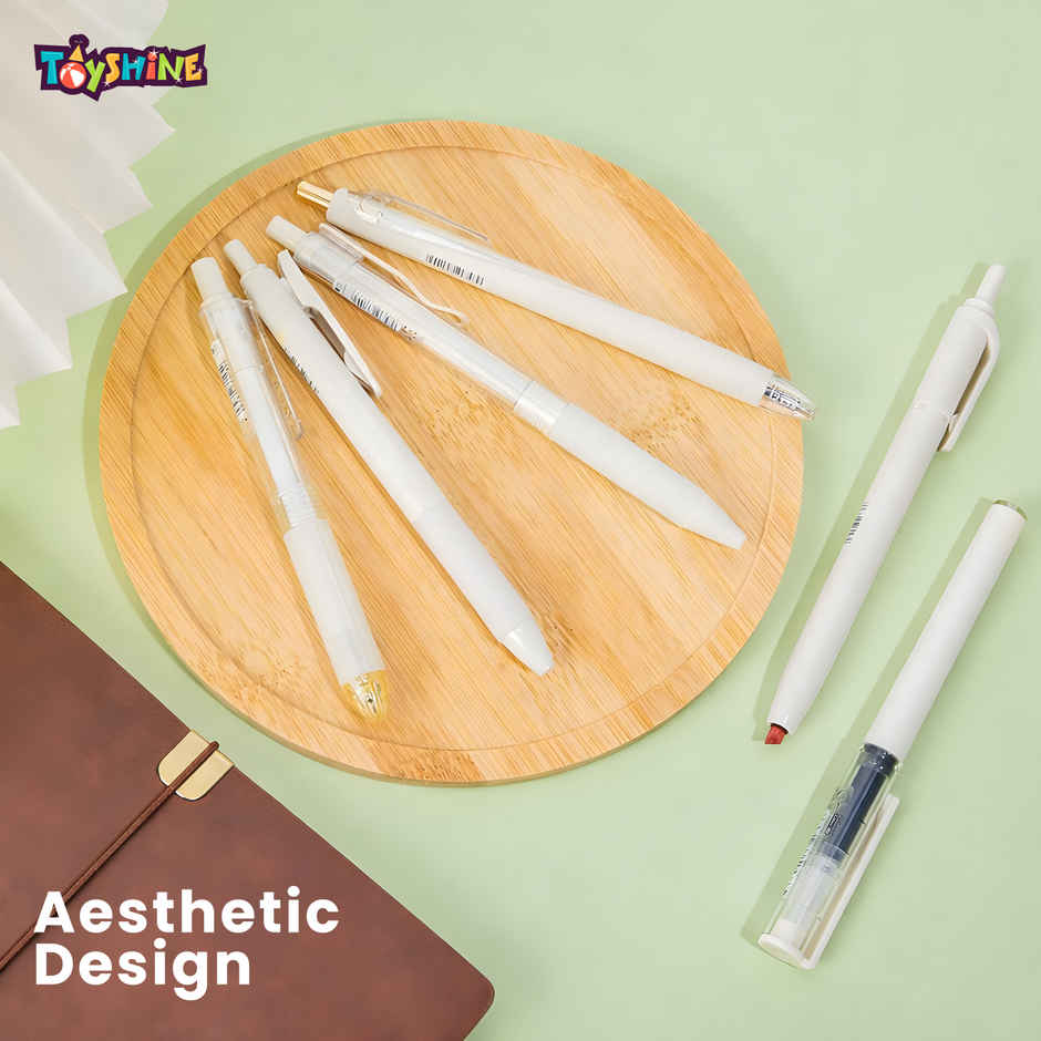 Toyshine Kawaii Click Pens | 0.5mm Fast Dry Neutral Pens | Beige