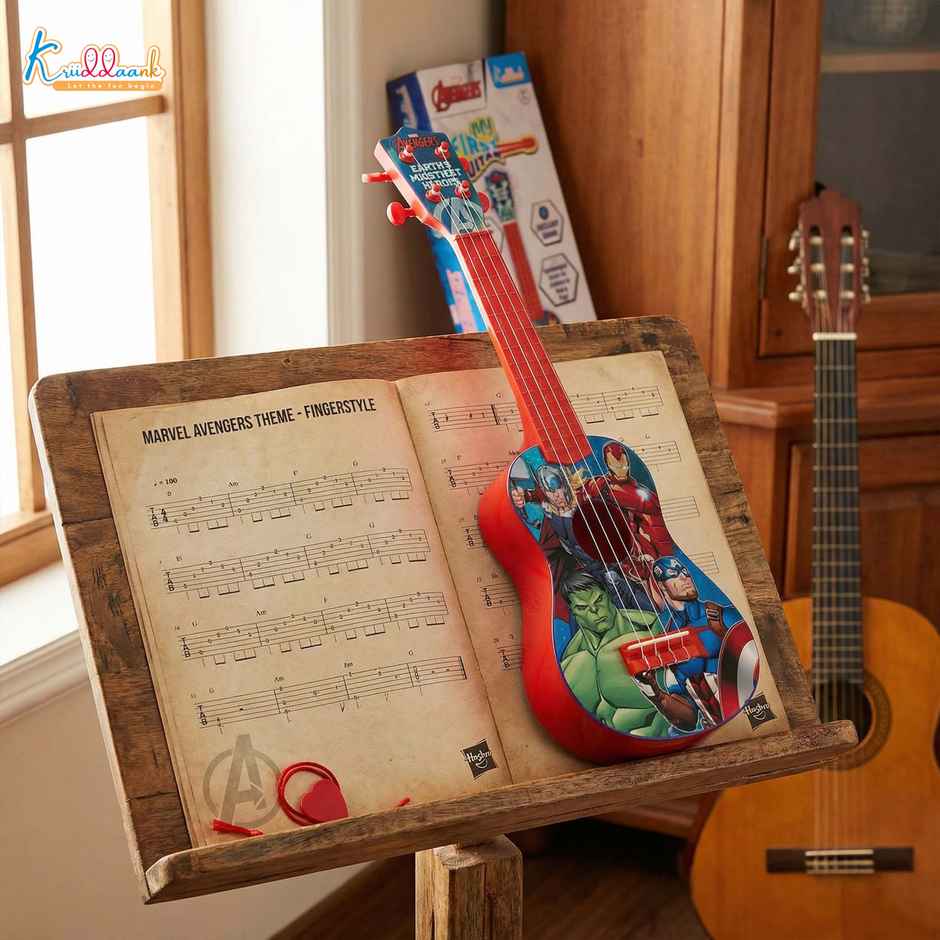 Kriiddaank Marvel Avengers Big Guitar, 4 Strings 23 Inch; 58 cm, Music Learning and Development  Toy