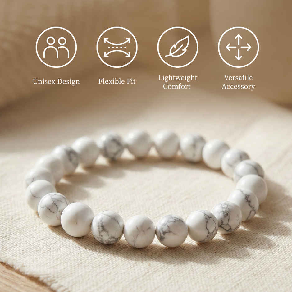 Mind and Soul Howlite Bracelet for Calmness & Better Sleep | Natural Gemstones | Pack of 1 | Cycle