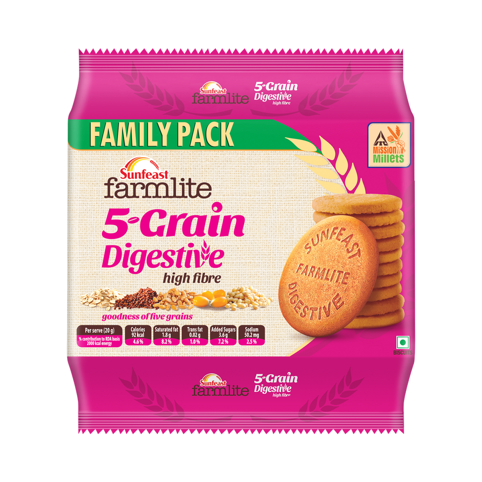 Sunfeast Farmlite 5 Seed Digestive Biscuit | High Fibre | Goodness of 5 Power Seeds & Wheat Fibre