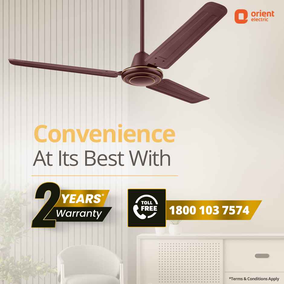 Orient Electric Apex-FX Ceiling Fan,1200mm,BEE Star Rated,Energy Efficient Fan,Rust Resistant,Brown