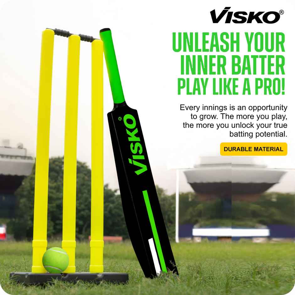 Visko Plastic Full Size Cricket Combo | Cricket Bat | Wind Ball | Stumps