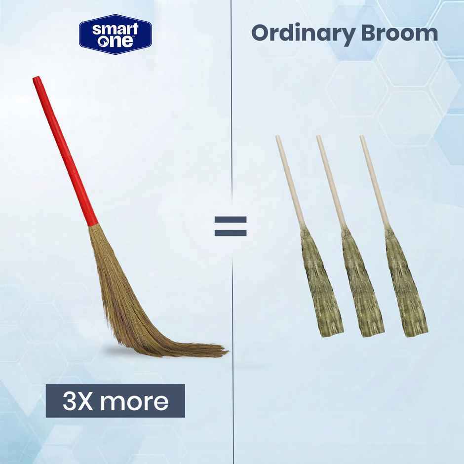 Smart One-Red- Grass Broom, Silchar Grass, 46 Inch length, 425 gm